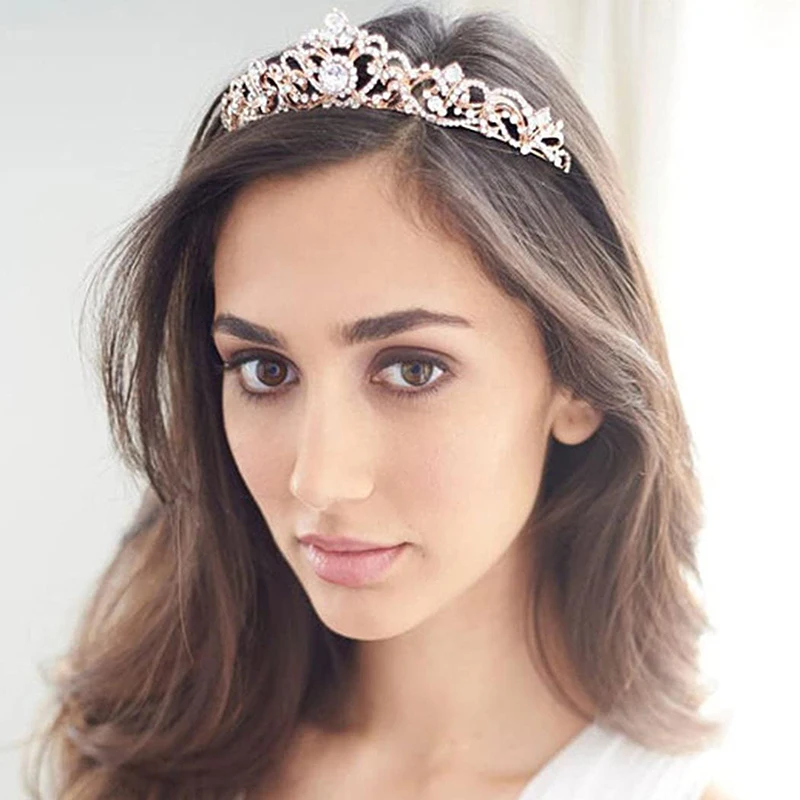 

Wedding Tiaras and Crowns For Bridal Headpieces Rhinestone Baroque Headband for Brides Gold Hair Accessories