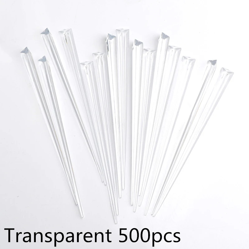 Transparent 500 шт., 9 см палочки для еды, фруктовые шампуры, вилки, палочки для буфета, кекса, топперы для коктейля, свадьбы, фестиваля, вечерние украшения - Цвет: Transparent