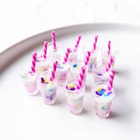 10pcs resin pearl milk tea charm bubble tea fruit juice cup bottle pendant charms for diy jewelry keychain making accessories