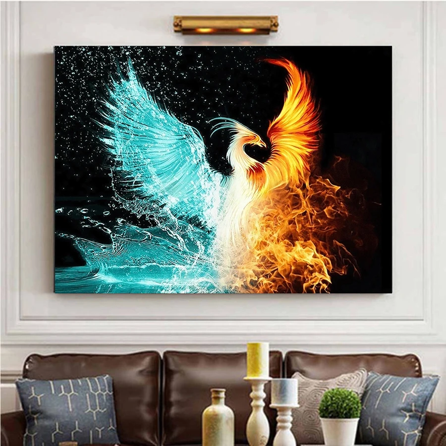 Полноразмерная/круглая Алмазная 5D картина сделай сам вышивка Феникс со льдом