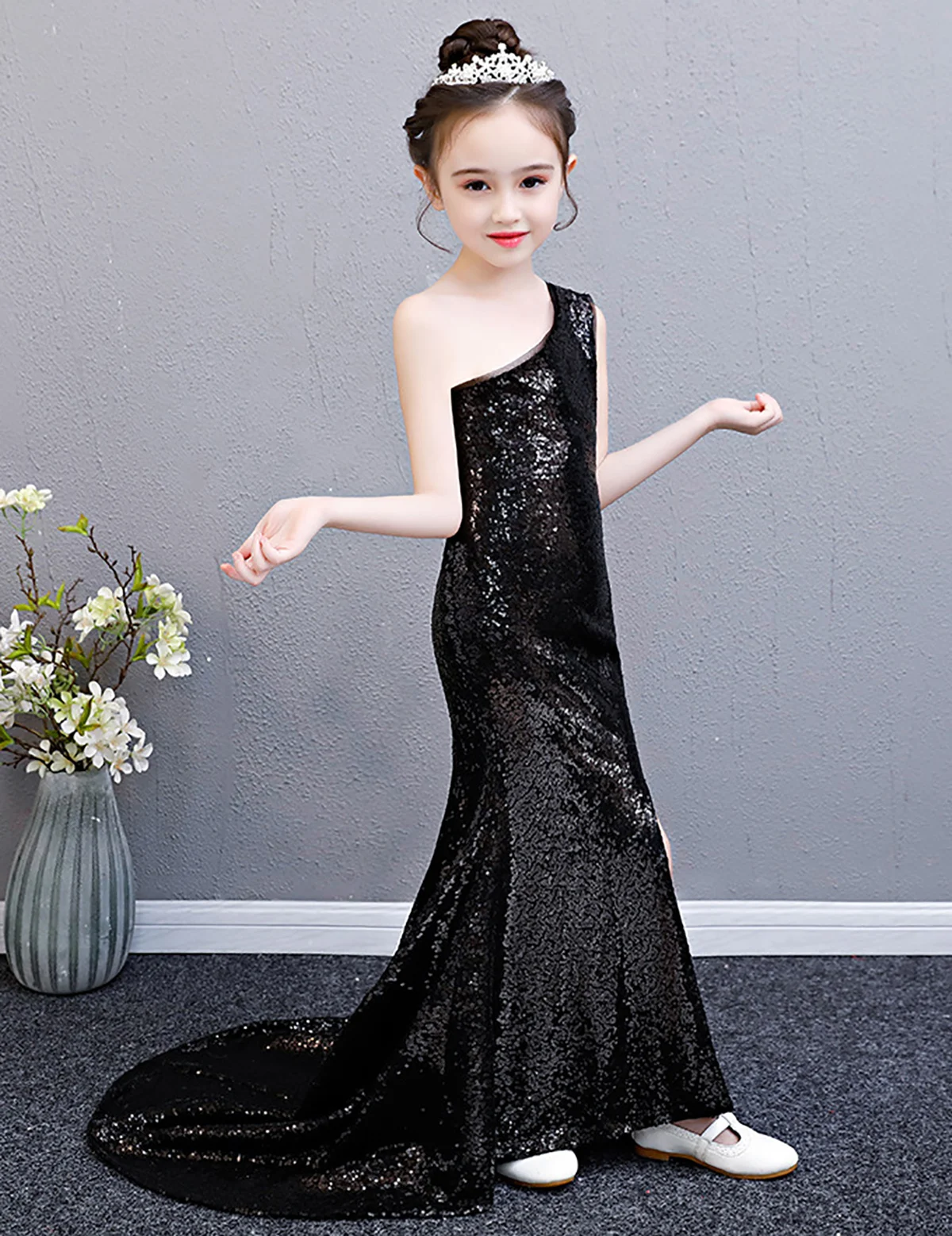 Платье с блестками и юбкой-годе для девочек-подростков винтажное благородное