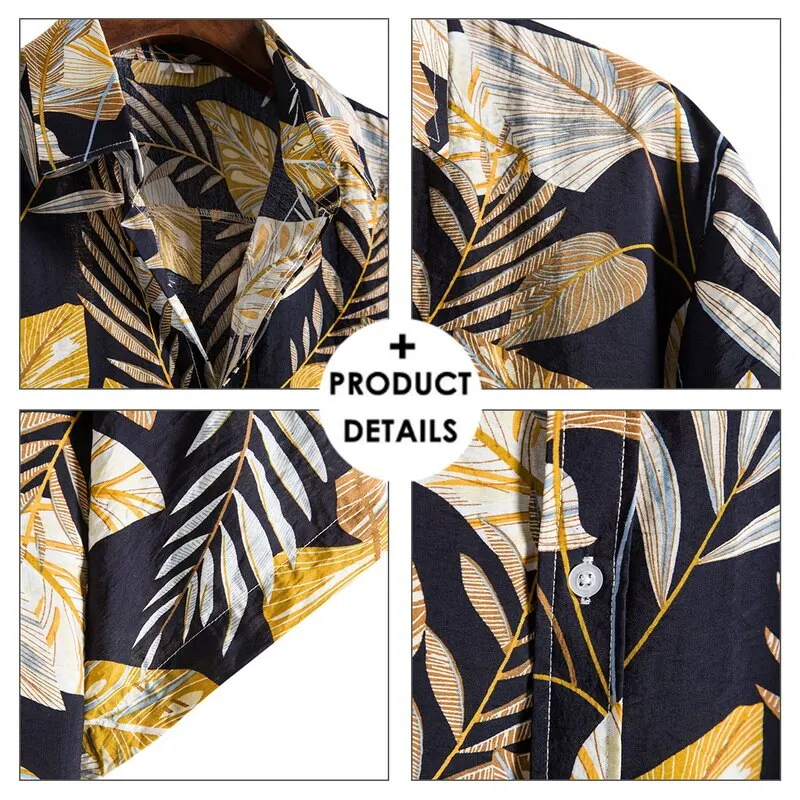 

Print Brand 2021 Summer Men's Beach Shirt Hawaiian Fashion Short Sleeve Floral Loose Casual Men Shirts Plus Asian Szie M-3XL