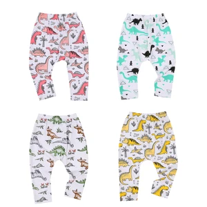 Штанишки для мальчиков, с высокой талией, эластичные, с принтом, 4 цвета, на осень, От 0 до 3 лет