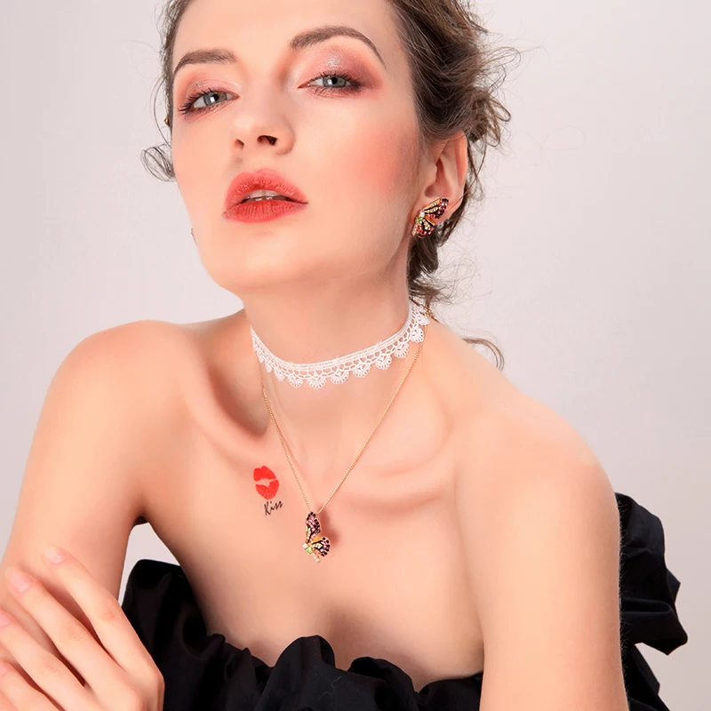 Набор ювелирных изделий для танцев с бабочкой серьги гвоздики из искусственной