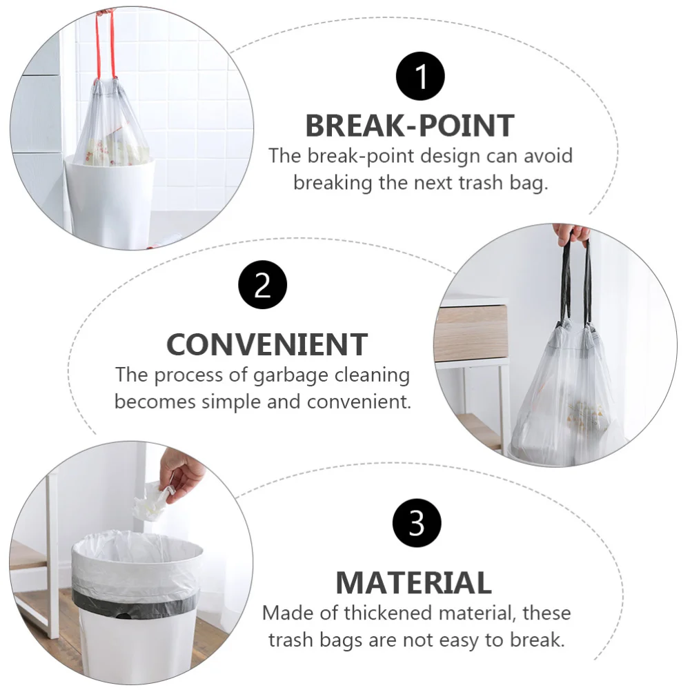 

1 Set 90 Pcs Disposable Garbage Bags Drawstring Rubbish Bags (Random Color Style)