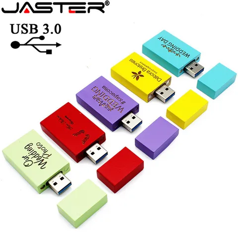 JASTER USB 3.0 (10 шт. бесплатный логотип) 10 цветов Деревянная USB-диска USB-флешка Память-ручка-накопитель 64 ГБ 16 ГБ 32 ГБ подарок