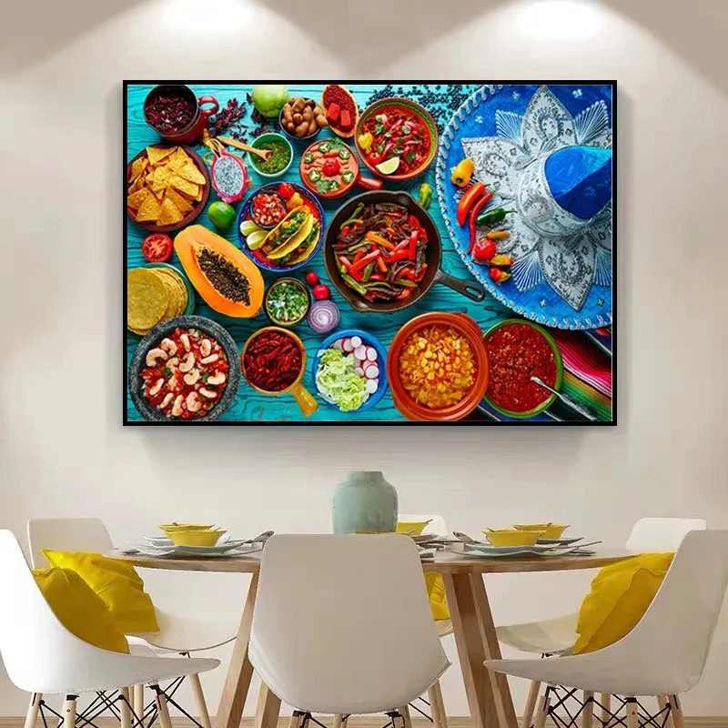 

Kitchen Theme Spices Vegetables and Fruits Posters and Prints Canvas Paintings Wall Art Picture for Living Room Decor No Frame