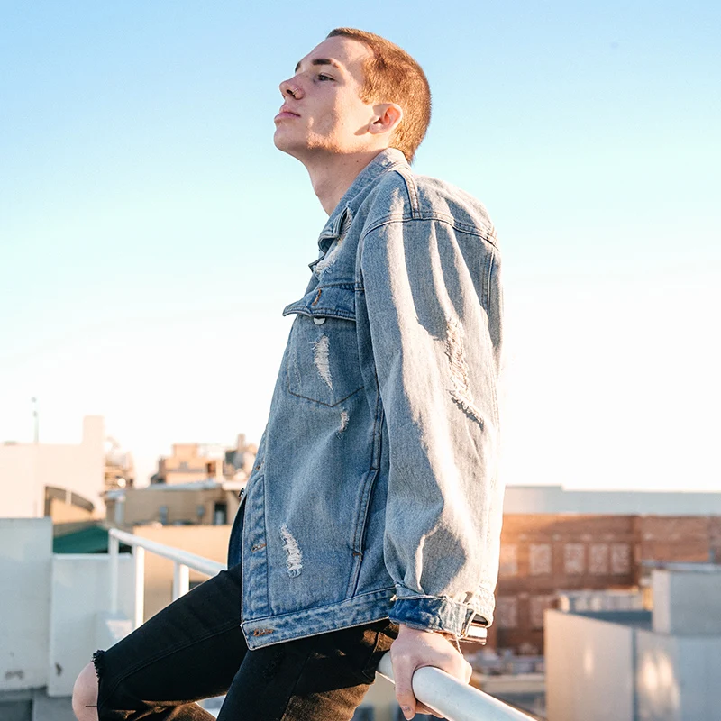 VIISHOW джинсовая куртка Мужская брендовая одежда однобортная на молнии с рукавом