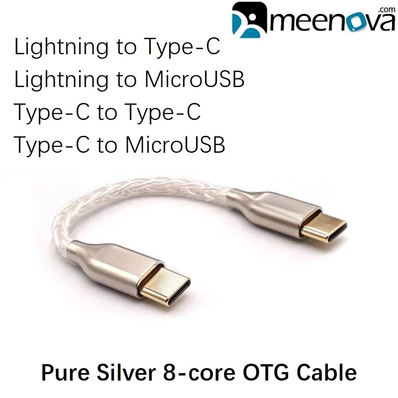 

Lightning to Type-C DAC OTG Cable, 8 Core Single Crystal Copper, Pure Silver Cord, USB C to MicroUSB Pure Silver Cord for iPhone