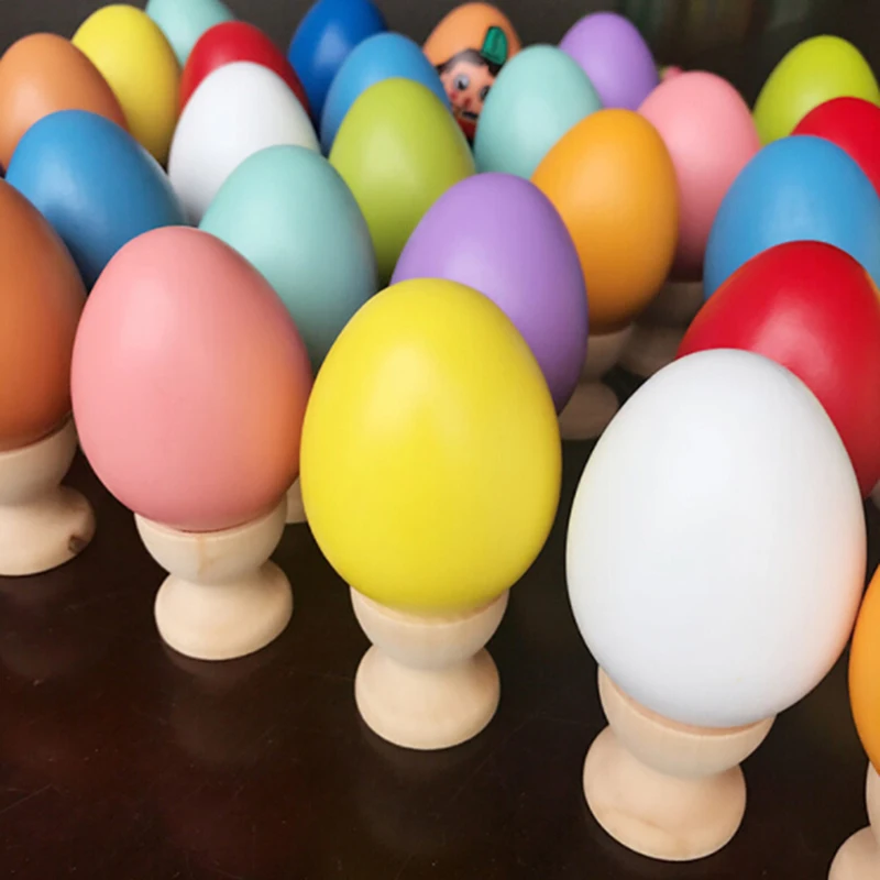 

Новинка 2020, Деревянное яйцо и чашка Монтессори, деревянные искусственные яйца, ручная роспись, игрушки, дом «сделай сам», детская игра, модел...
