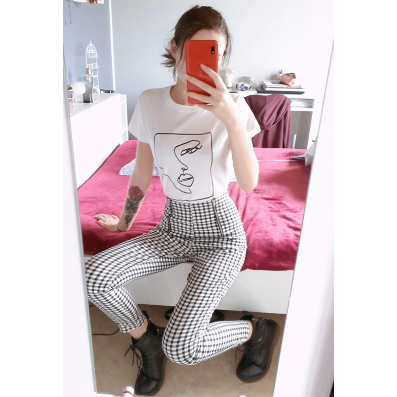 Женская Винтажная футболка с коротким рукавом в стиле ольччан|Футболки| |