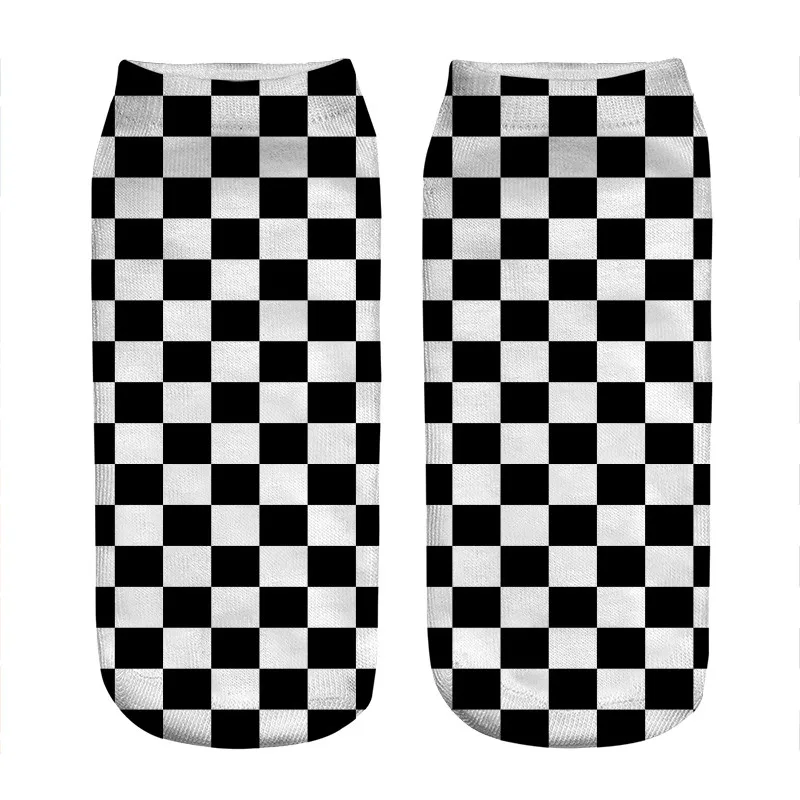 

Women's socks kawaii Music Black and White Check Printed Socks Women harajuku Happy Funny Novelty cute girl gift Socks for women