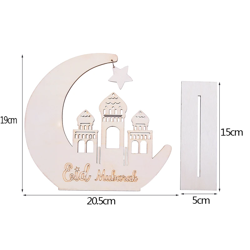 

Ramadan Eid Mubarak Wood Decor Hanging Pendant Moon Star ornament Islam Mosque Decoration Muslim Festival Supplies Table Display