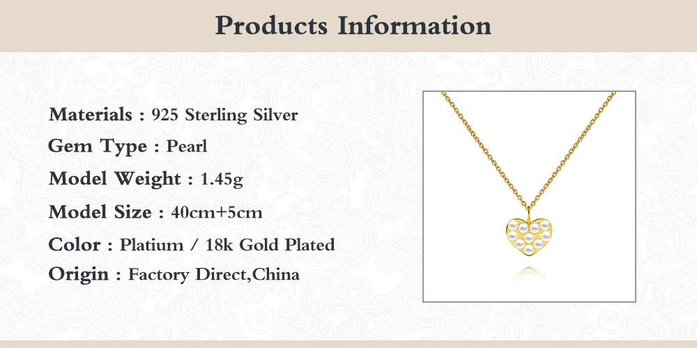 

Boako 925 Sterling Silver Clavicle Collares Korean INS Pearl Love Heart Pattern Pendant Necklace For Woman Anniversary Party