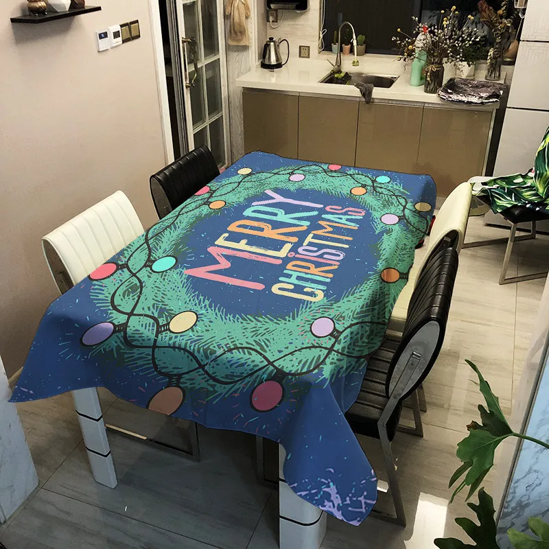 Модная распродажа Рождественская декоративная льняная скатерть с