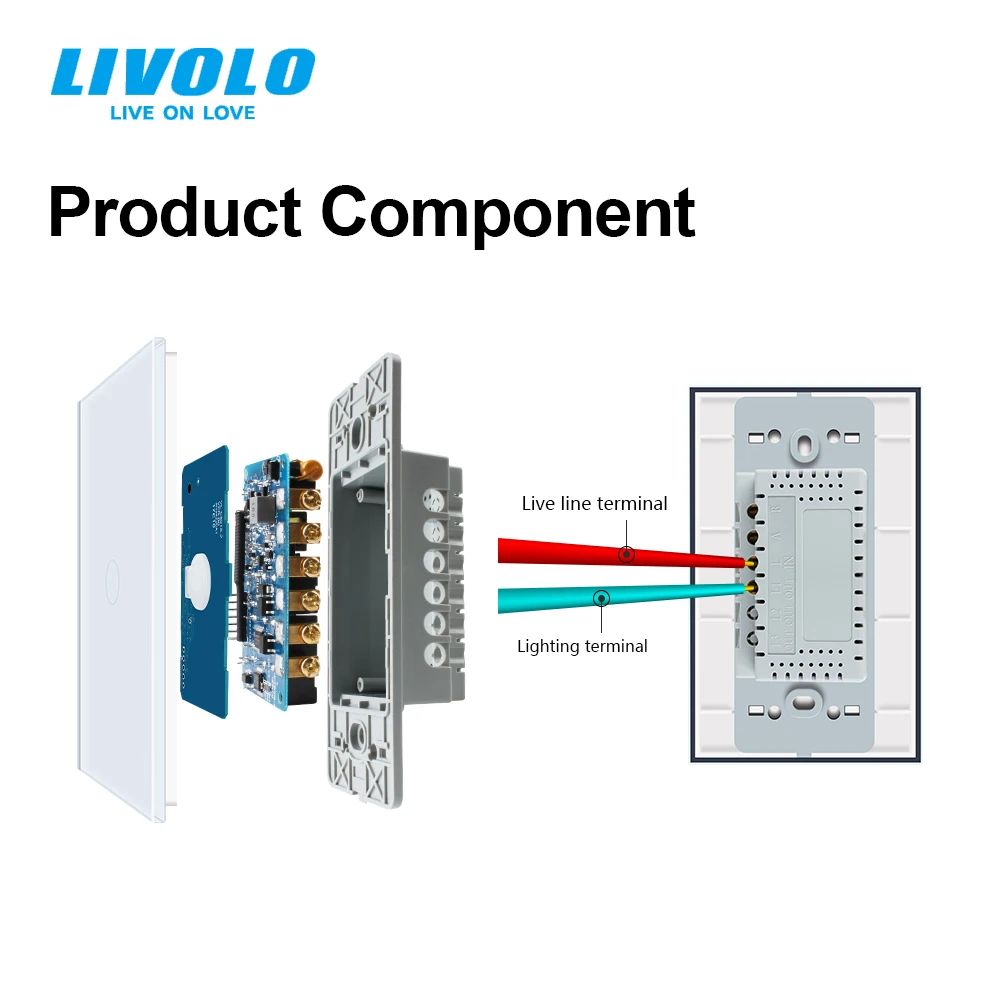 Выключатель LIVOLO C5 вертикальный настенный светильник ный экран 2Way Cross Control AC 110-250 В