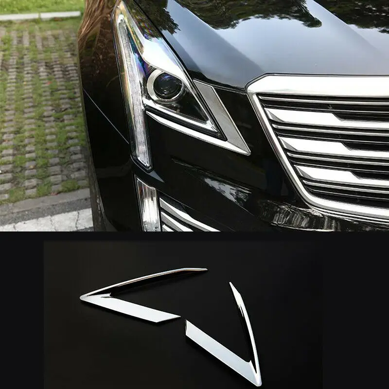

FOR Cadillac xt5 2016-2020 2019 ABS Chrome Front HeadLight Lamp Cover Trim 2pcs