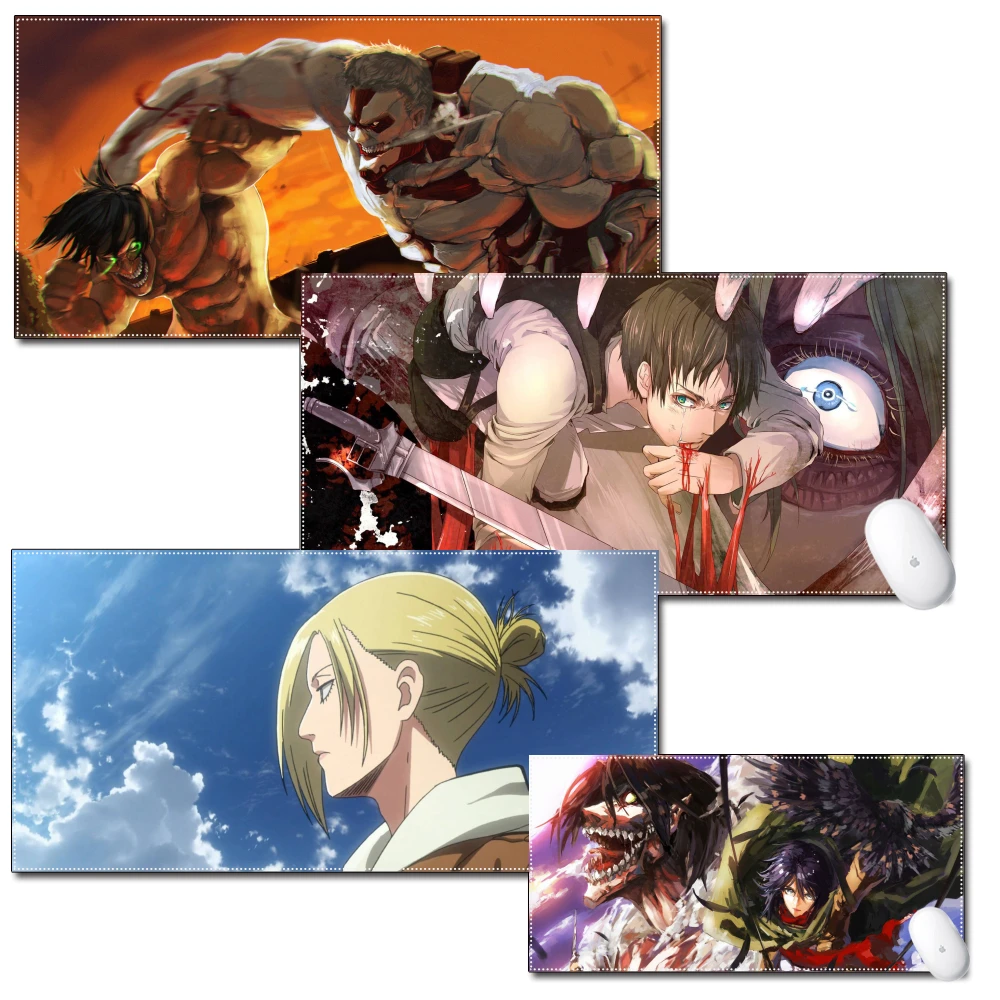 

Large Size Anti-Slip Mouse Pad Thickened Gamer Mat for Gaming Mouse Laptop Desk Anime Attack On Titan Armored