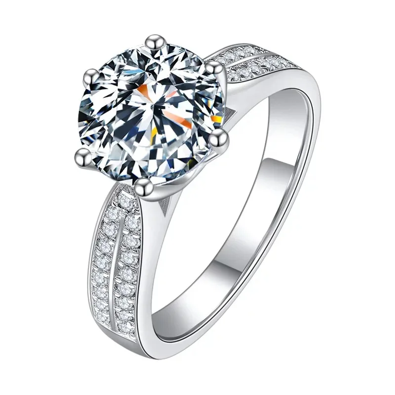D Цвет VVS натуральный Муассанит кольцо 0.5ct-2ct для женщин обручальные кольца S925 Стерлинговое Серебро женское кольцо может быть настроено