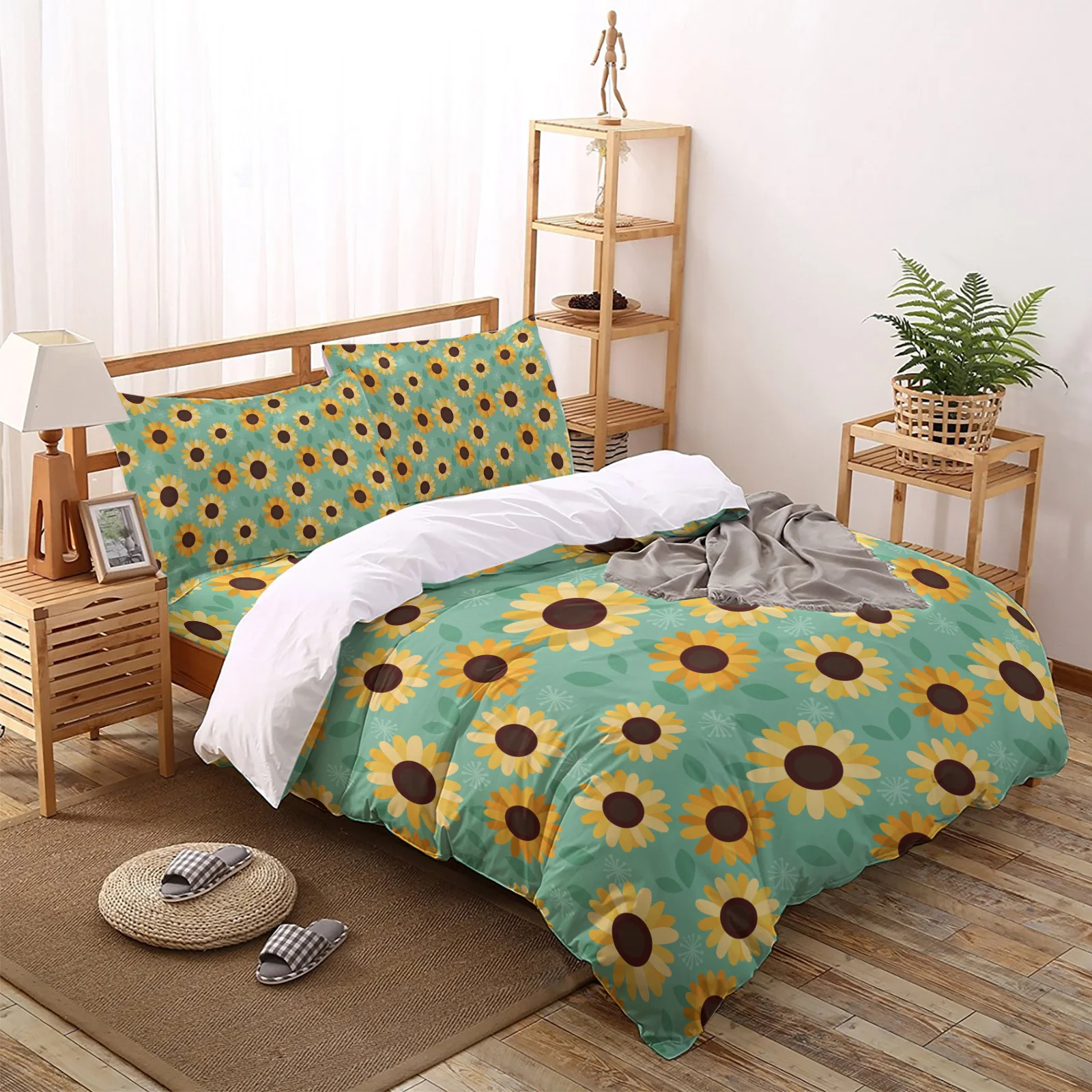 

Sunflower Green Bedding Set For Home Duvet Cover Set Bedclothes Bed Linens Sheet Queen King Size Qulit Covers
