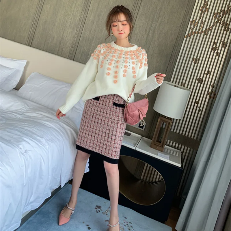 Женский длинный вязаный свитер теплый Свободный пуловер в Корейском стиле с