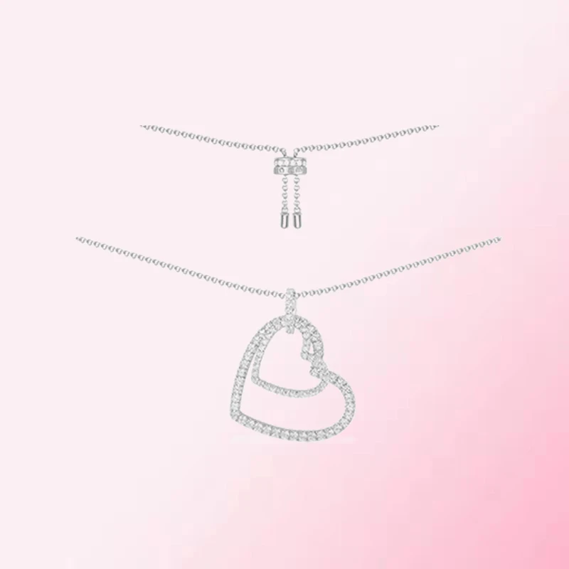 

1:1 Make 925 Sterling Silver Custom Heart-to-heart Simple Fashion Necklace