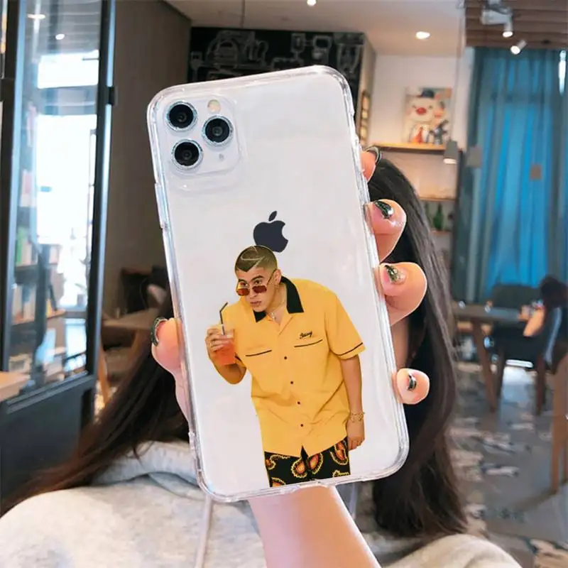 

Bad bunny funny star rock Phone Case Transparent for iPhone 6 7 8 11 12 s mini pro X XS XR MAX Plus cover funda shell