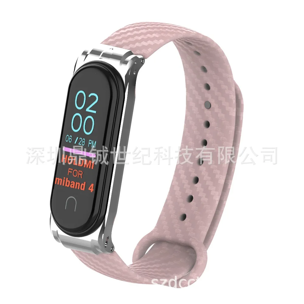 Высококачественный ремешок для Mi Band 4 из мягкого силикона и углеродного волокна