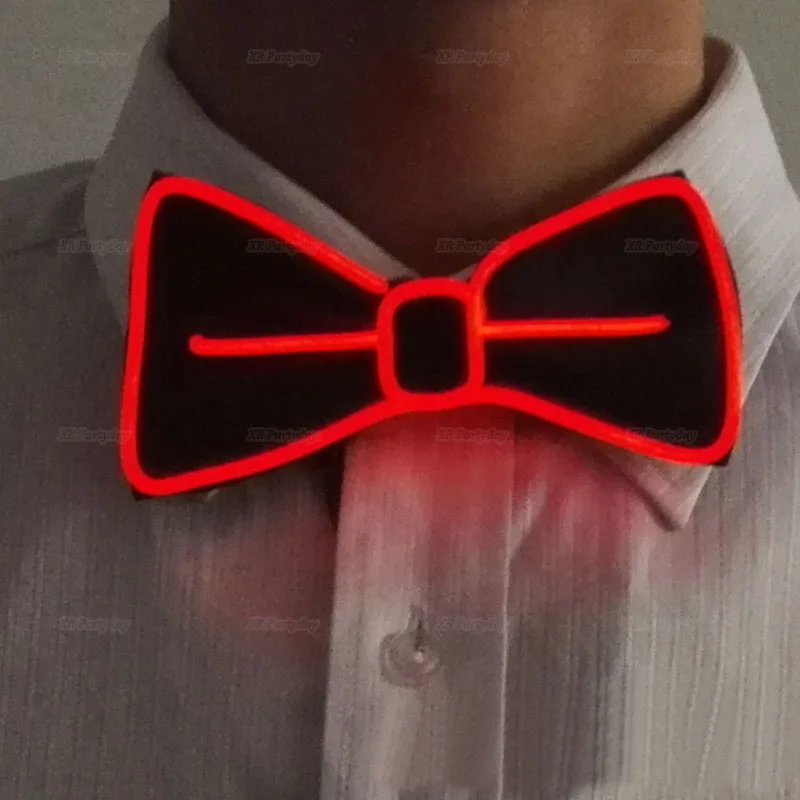 red bow Танцор джаза сувениры проволочная светящаяся полоска Кепка джентльмена привлекательная сумасшедшая Светодиодная лента неоновая шляпа как вечерние подарки на Рождество - Цвет: red bow