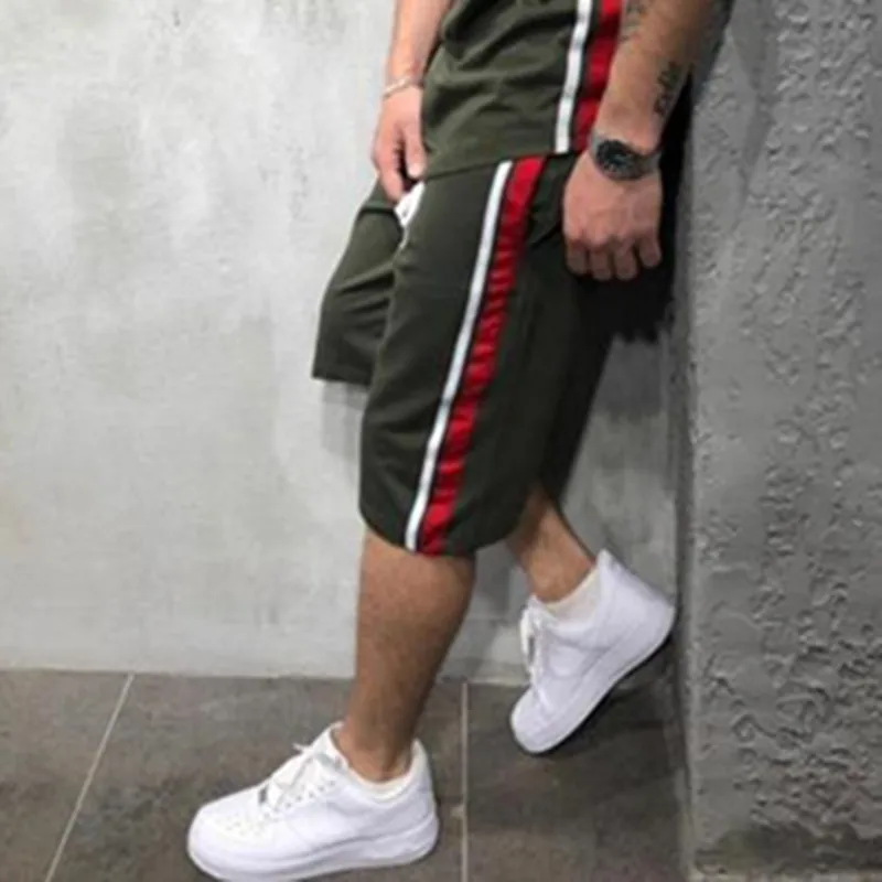 2019 Летняя мужская повседневная спортивная облегающая одежда для фитнеса бега