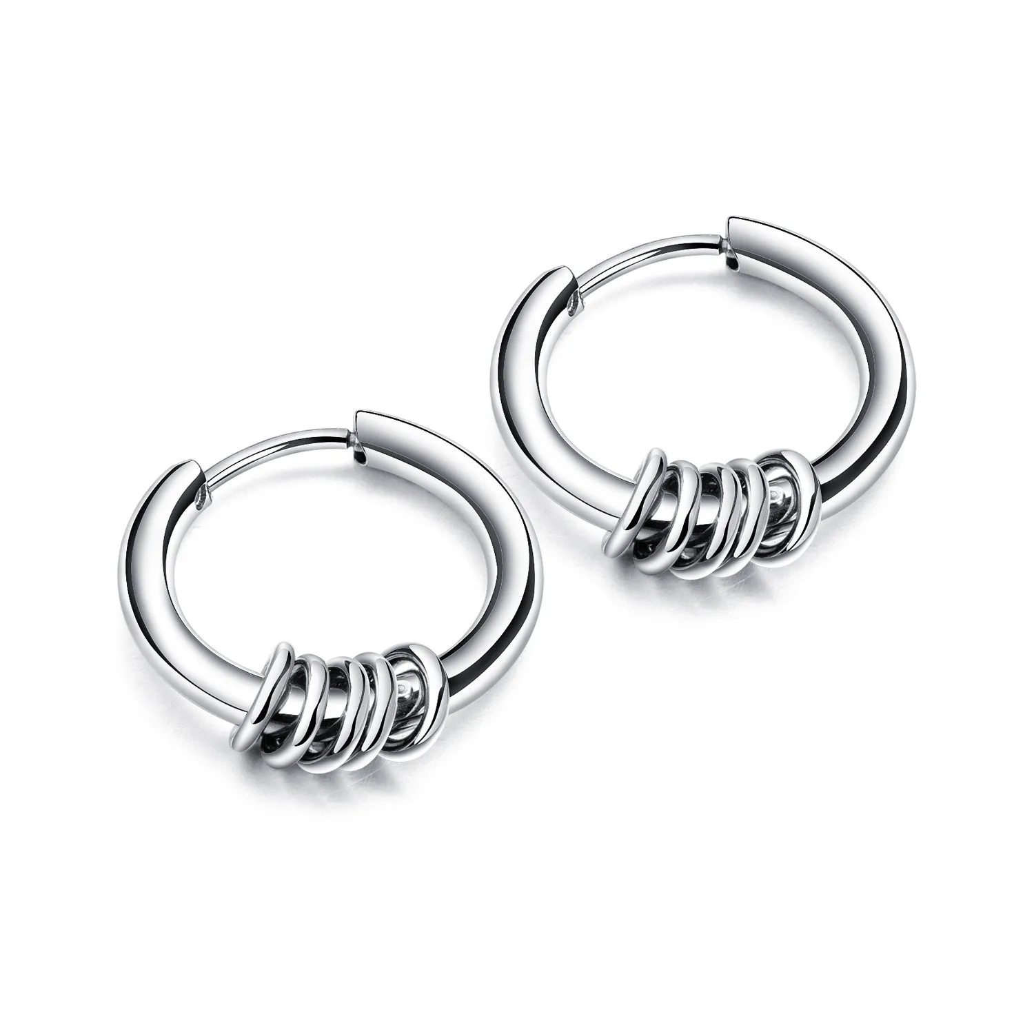 

New Arrival Cyue Punk European Fashion Men 316L Stainless Steel Hoop Earrings Trendy Accessories Black/steel