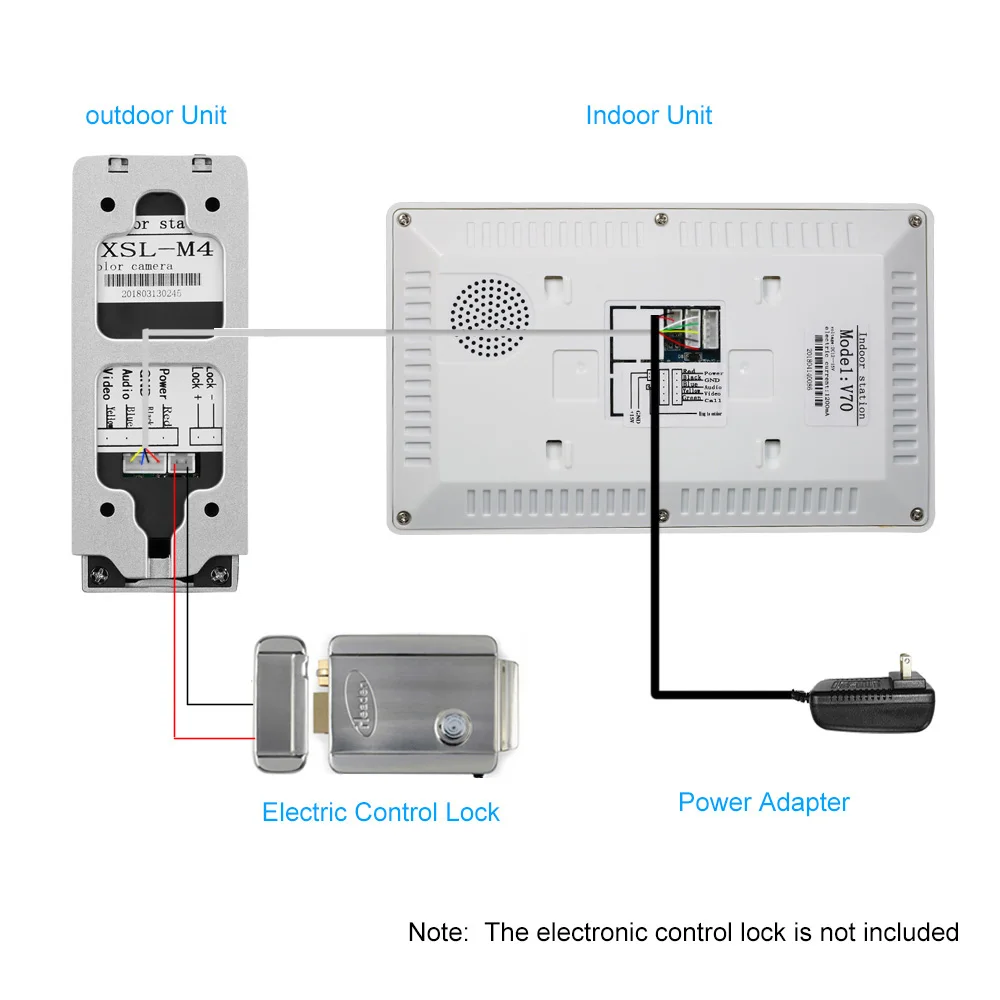 

Wired Video Door Phone Doorbell Intercom System with 7 inch LCD Monitor and Rainproof Night Vision Camera