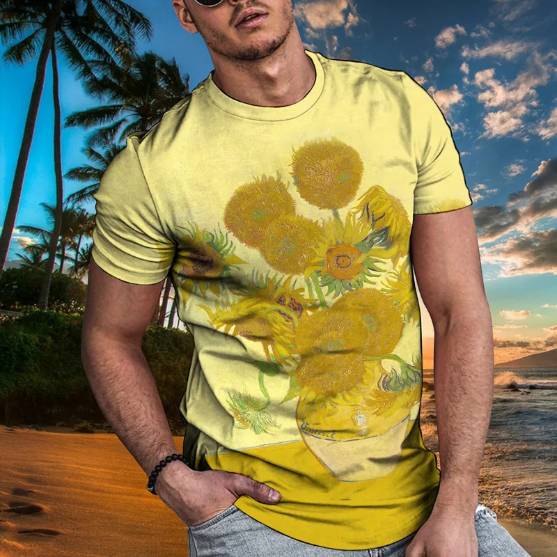

Футболка мужская с принтом растений, популярная футболка с граффити, дышащая уличная спортивная одежда, уличная одежда, лето