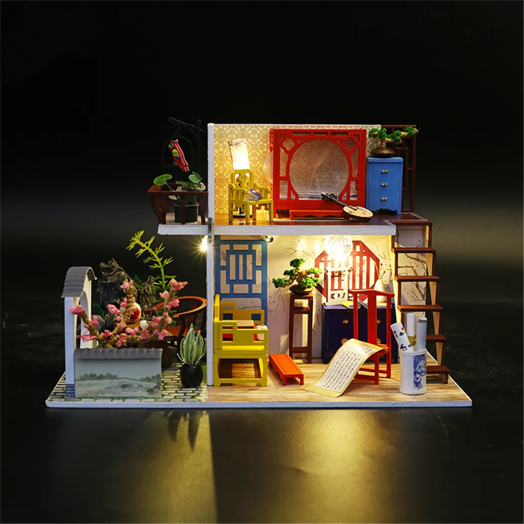 Новый 3D Деревянный DIY светодиодный светильник миниатюрный кукольный домик