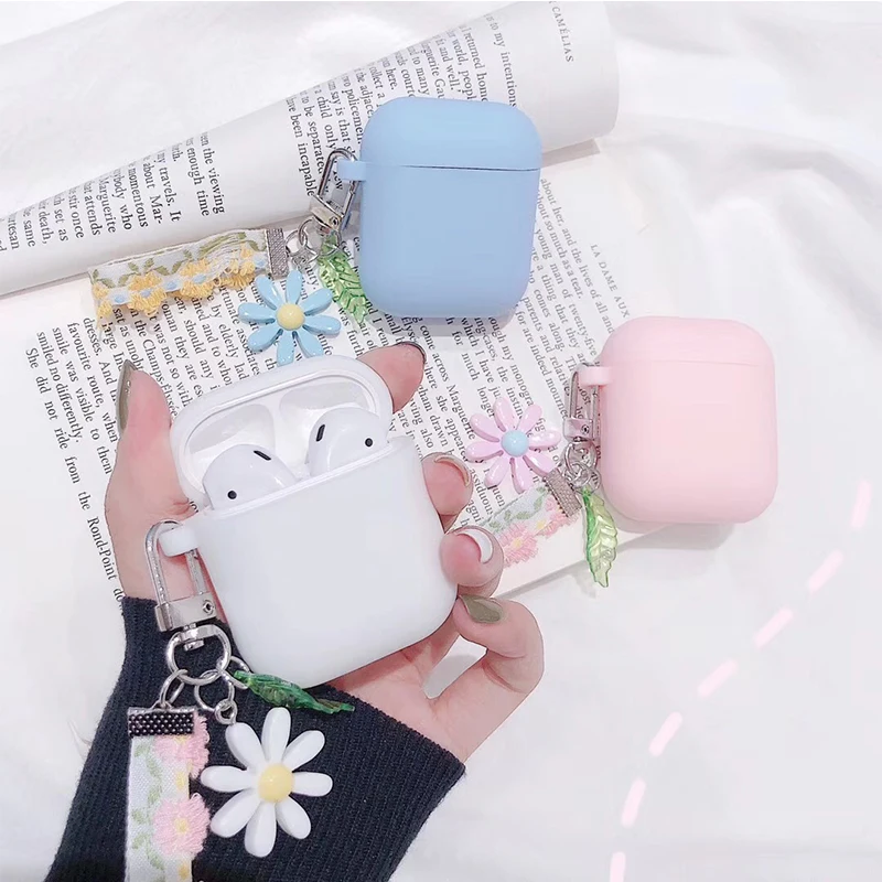Роскошный милый корейский цветочный декоративный чехол для Apple Airpods с