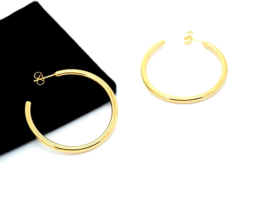 Большие серьги гвоздики из нержавеющей стали для женщин серебряные золотые 50