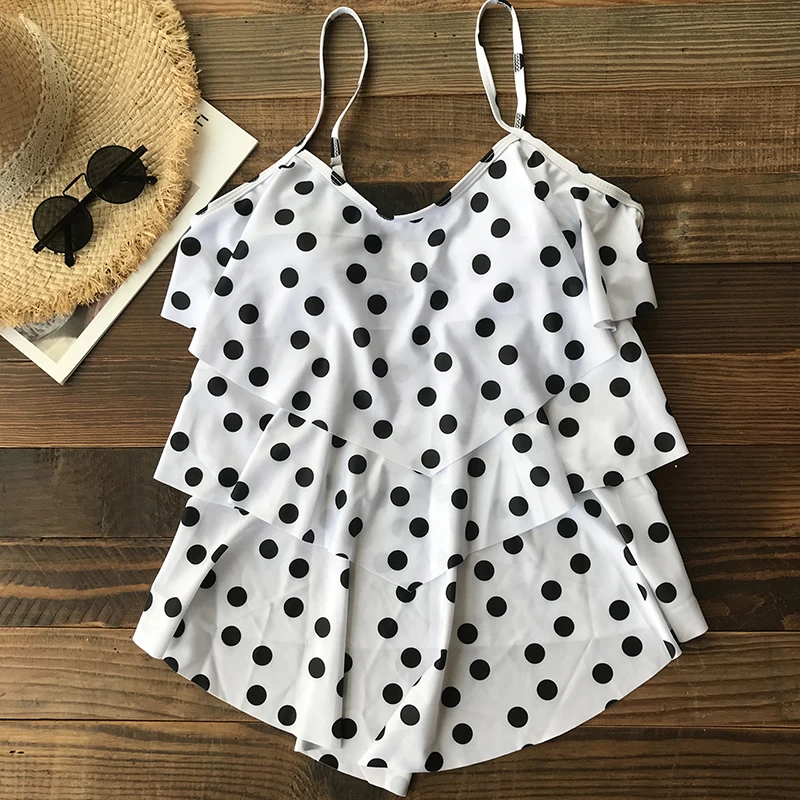 Многослойный купальник в горошек размера плюс Танкини с шортами 2020 женский из 2