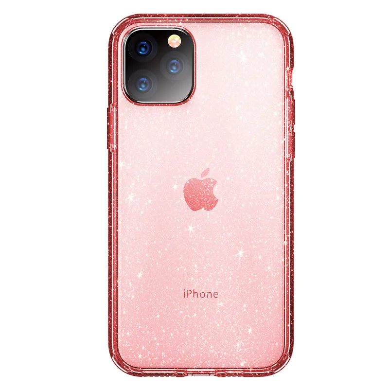 ROCK Мерцающий Порошок прозрачные телефонные чехлы для iPhone 11 XI R Max Bling Star Блестящий мягкий TPU блестящий чехол Coque Funda - Цвет: Розовый