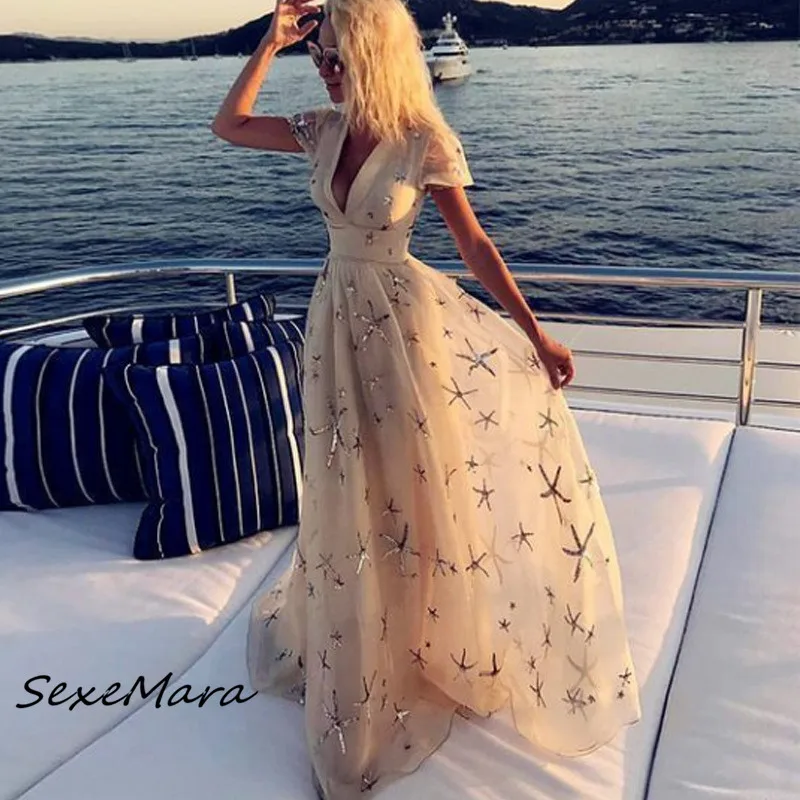 Женское Повседневное Платье макси с v образным вырезом элегантное облегающее