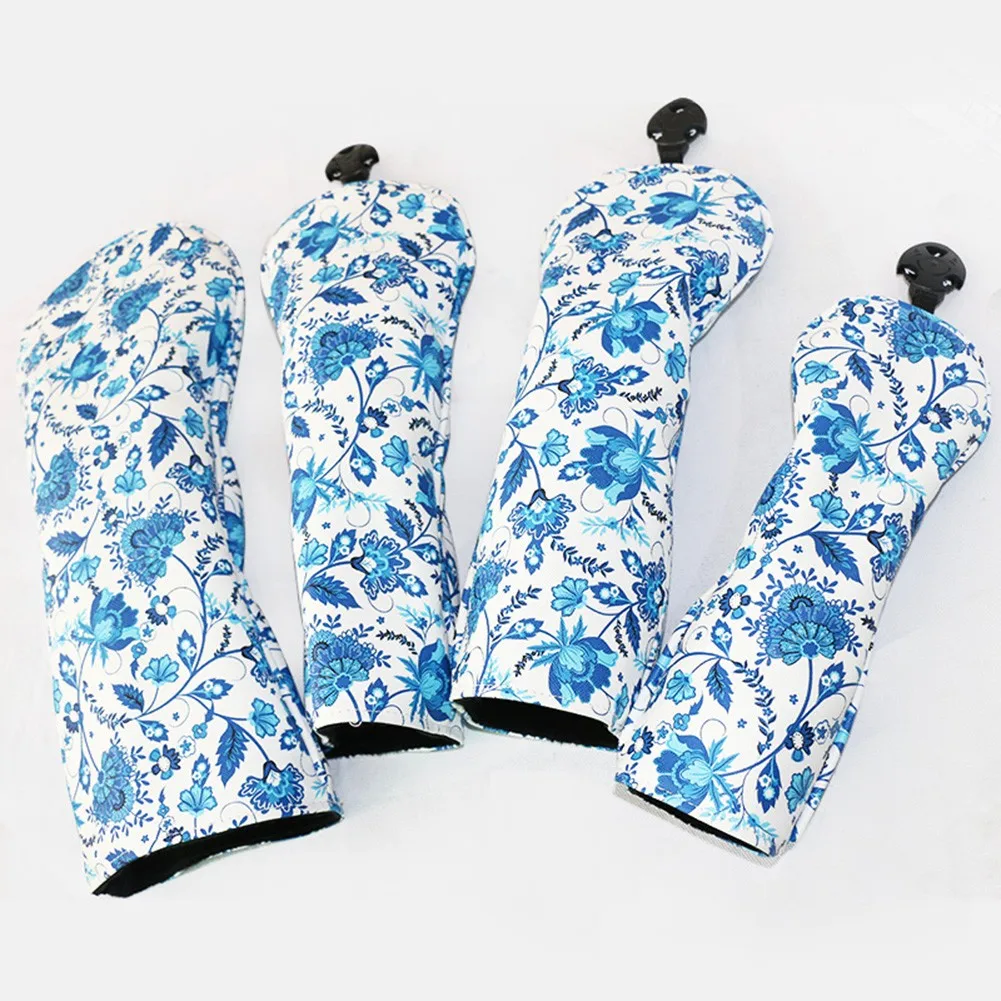 

Golf Wood Head Covers Protector Skull Set 1/3/5/UT Cover Chinese Style Qing Adjustable Elasticity On The Back Side