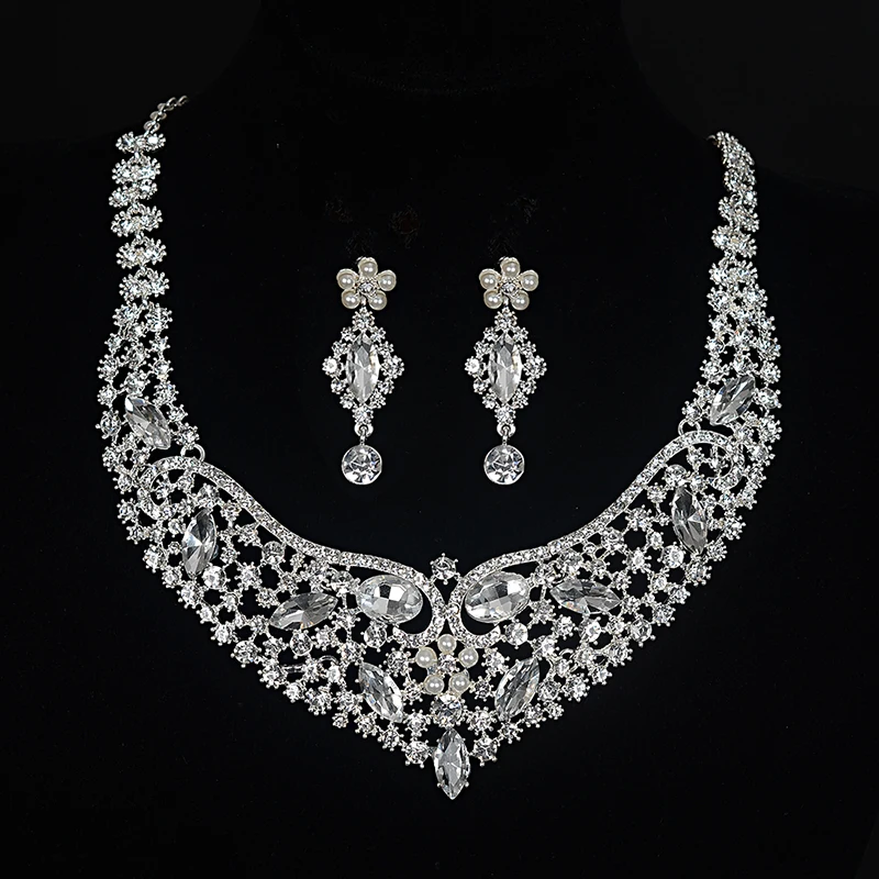 ESERES Роскошные Ювелирные наборы Дубай Стразы ожерелье и серьги для женщин