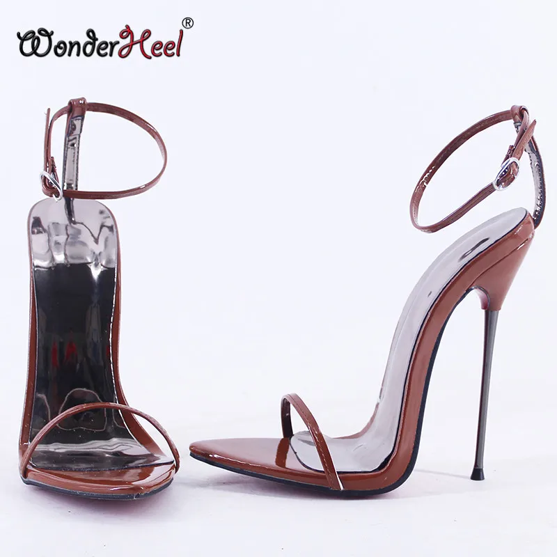 Wonderheel 2021 летние очень тонкие сандалии на шпильке 16 см с острым носком и ремешком
