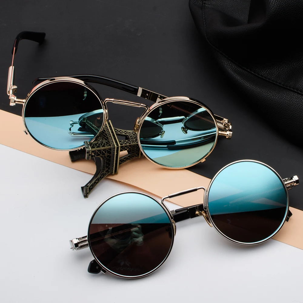 Круглые Солнцезащитные очки в стиле стимпанк для мужчин и женщин винтажные Ретро