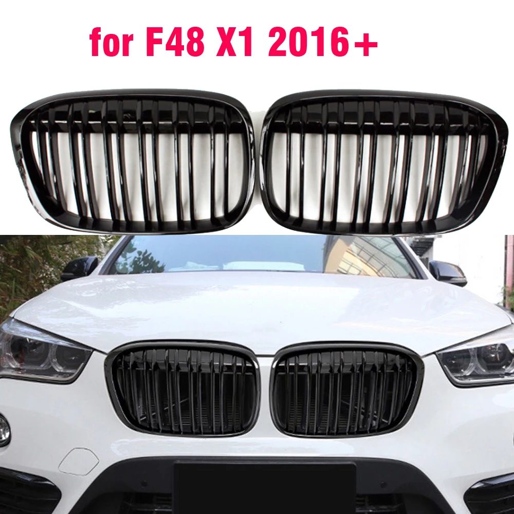 Черный глянец переднего бампера почек гриль решетки для BMW X1 F48 F49 2016 в XDrive двойная