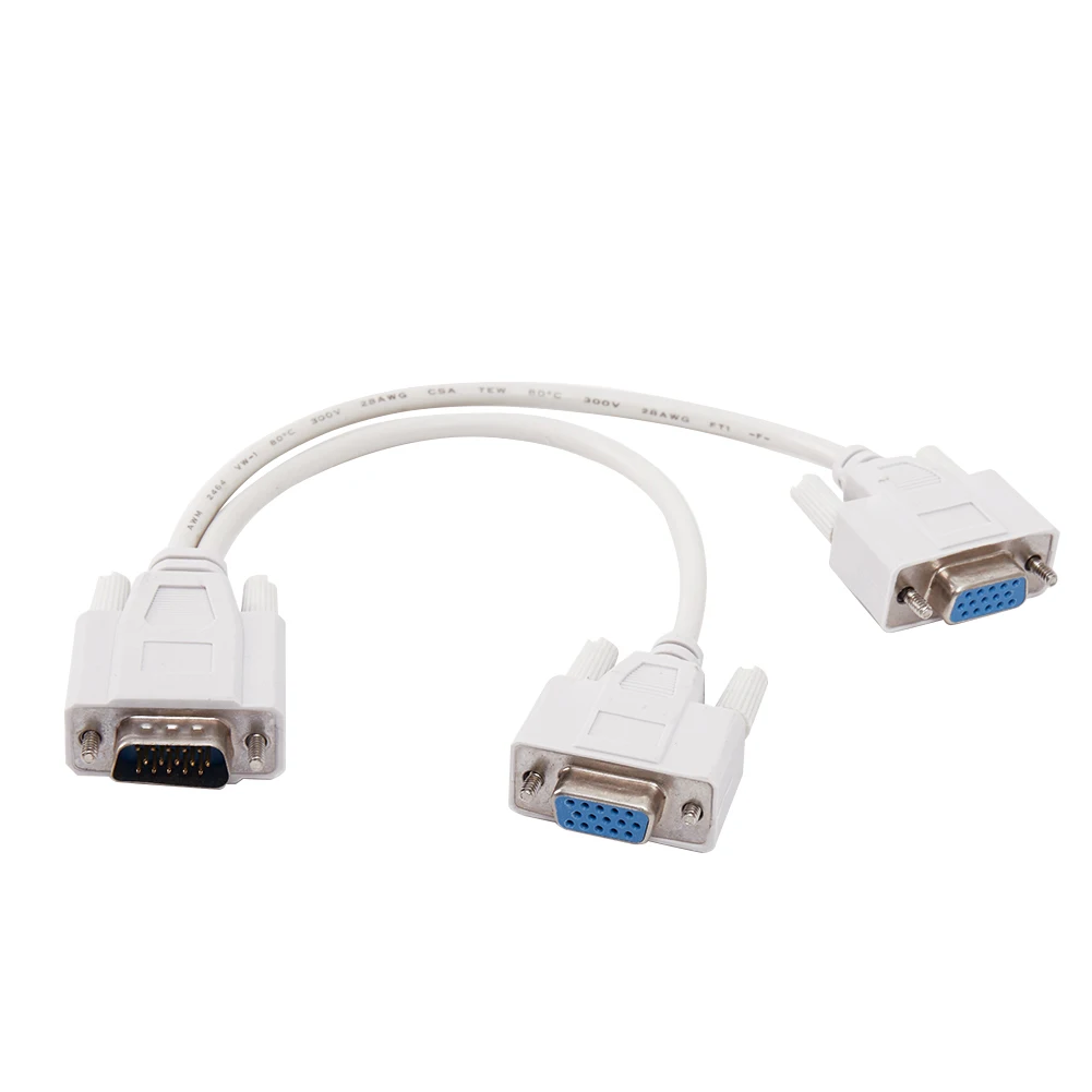 VGA SVGA 1 PC TO 2 MONITOR Male to 2 Dual Female Y Adapter Splitter Cable 15 PIN 25cm images - 6