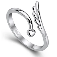 new fashion single wing open ring womens korean style angel wing heart open ring