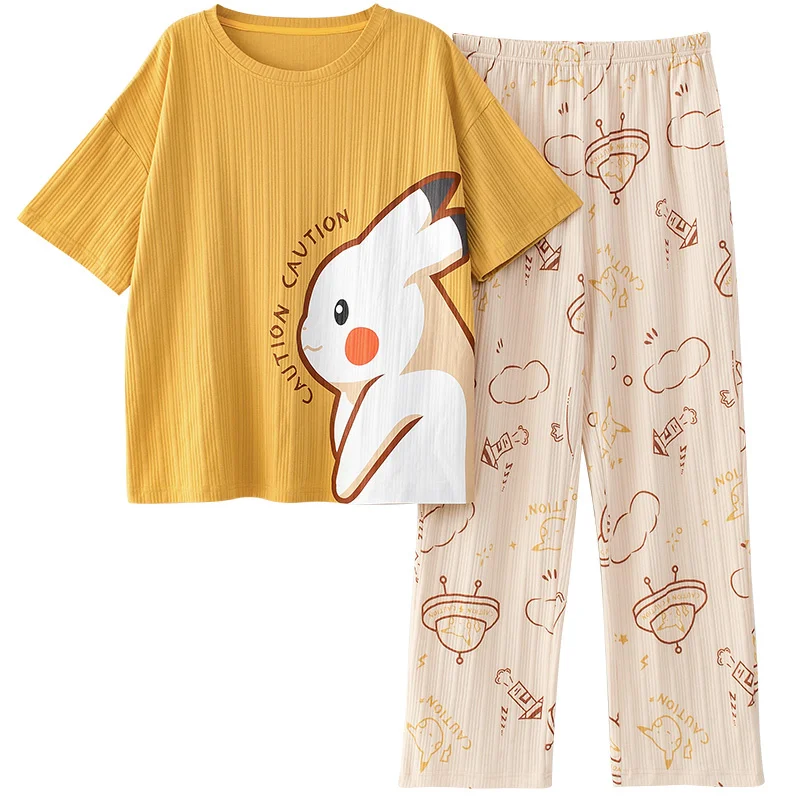

Short Sleeved Trousers Pajamas Women's 2021 New Summer Pure Cotton Thin Loose Wearable Home Suit