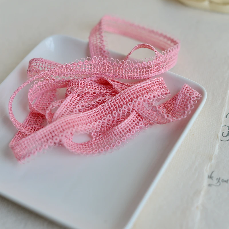 

Doll clothes diy accessories 1.3cm width Pink fine water soluble embroidery lace