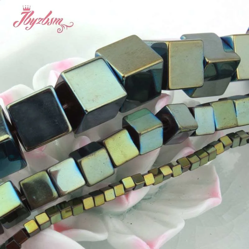 1-10 мм Гладкие квадратные зеленые гематитовые бусины из натурального камня для