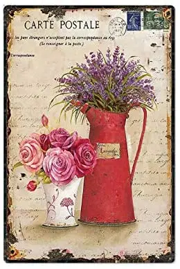 

Flower Vintage Tin Sign Home Decor Retro Metal Sign Shabby Chic Wall Decor for Kitchen Living Room Dining Room